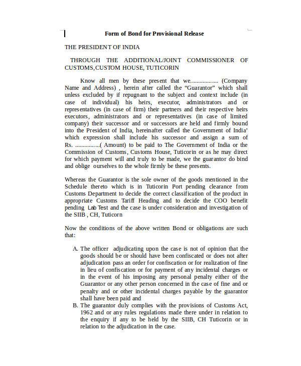 FREE 9+ Bond Release Forms in PDF MS Word