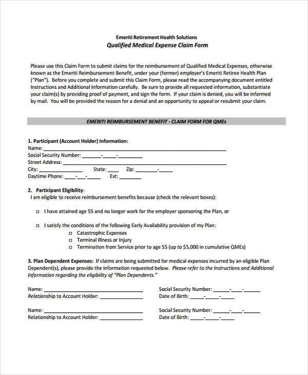 FREE 8+ Sample Medical Expense Forms in PDF MS Word