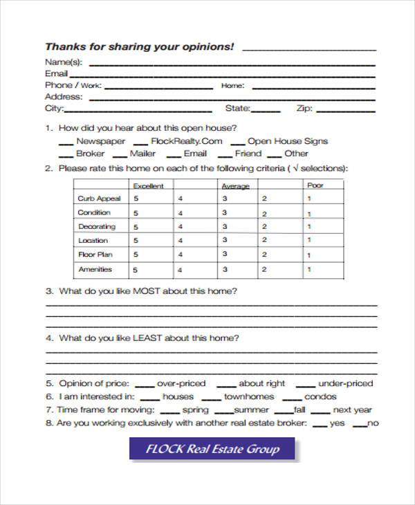 FREE 7+ Sample Real Estate Feedback Forms in PDF
