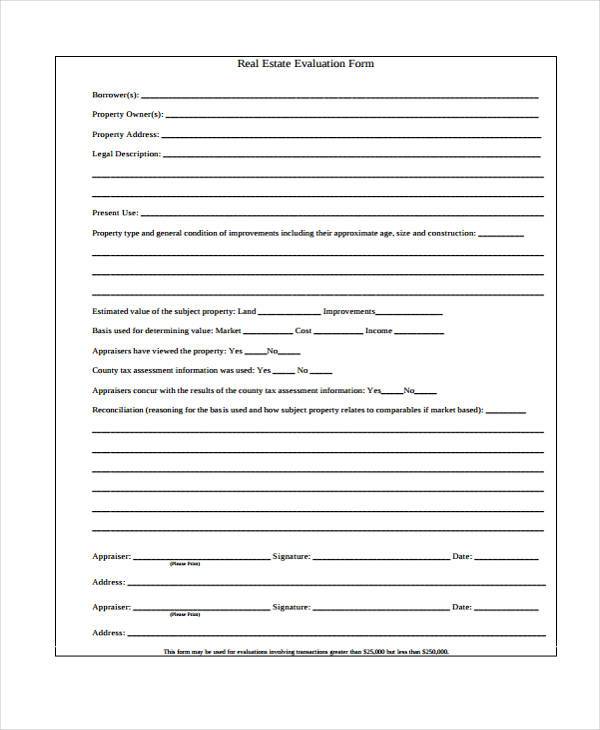 FREE 7+ Sample Home Evaluation Forms in PDF MS Word