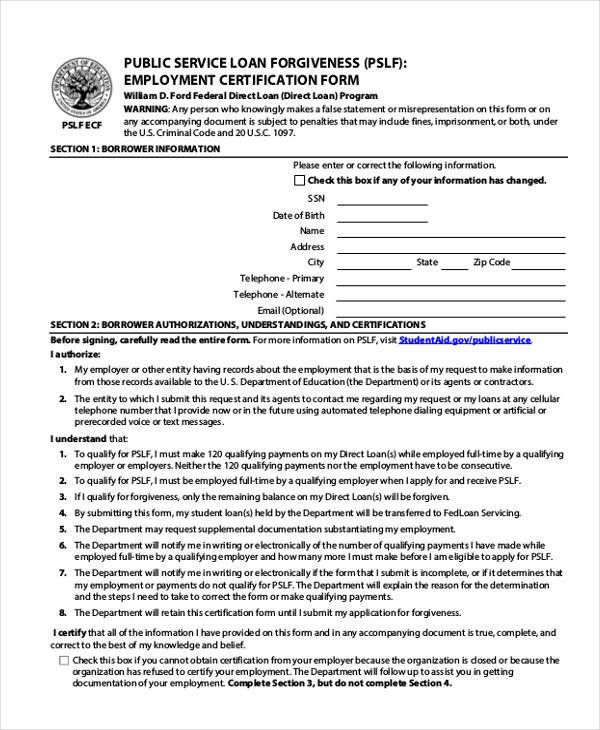 FREE 7+ Sample Employment Certification Forms in PDF MS Word