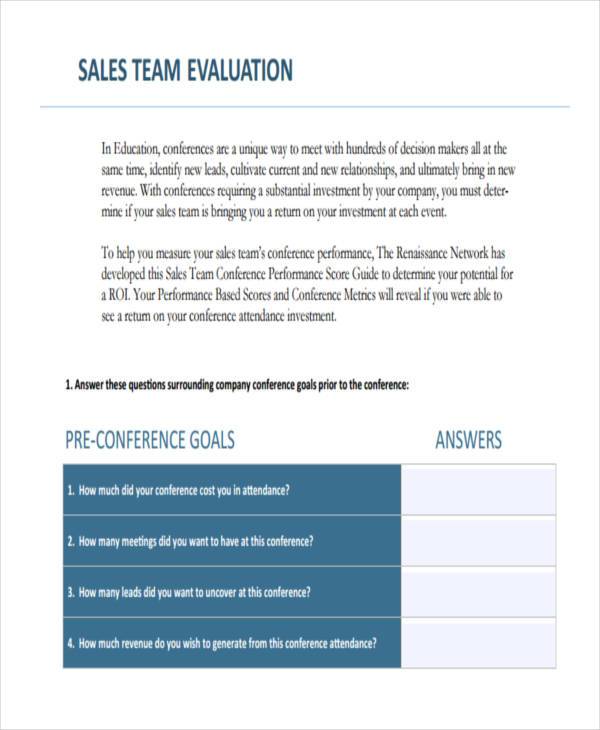 FREE 8+ Sales Evaluation Forms PDF MS Word