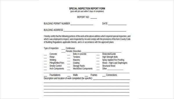 Sample Inspection Report Forms 9+ Free Documents in Word, PDF