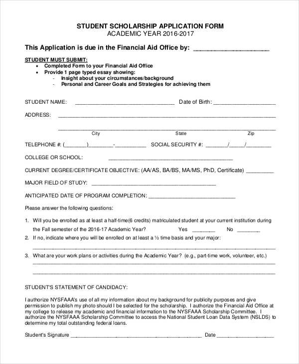 FREE 9+ Student Application Form Samples in PDF Excel MS Word