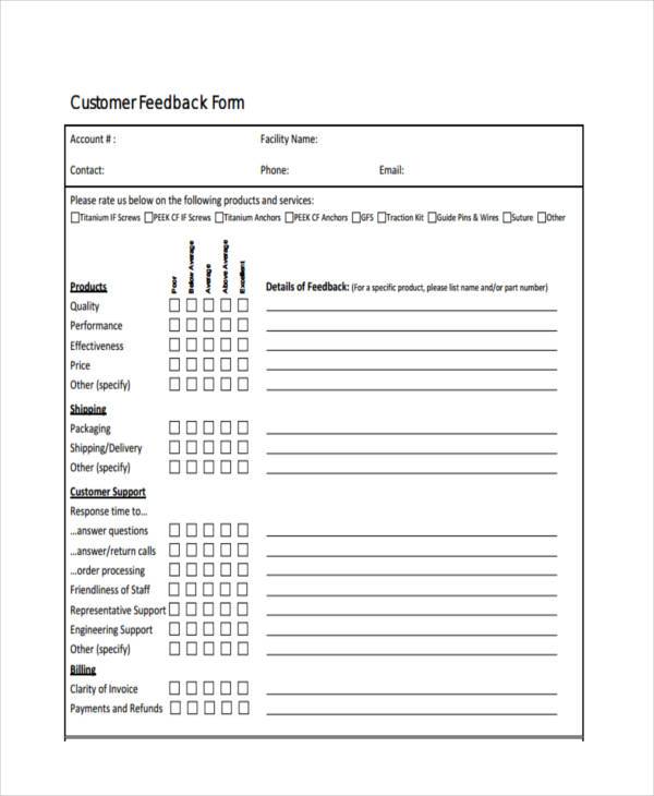 FREE 14+ Service Feedback Form Samples, PDF, MS Word, Google Docs, Excel