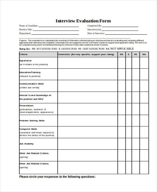 FREE 43+ Evaluation Forms in MS Word PDF Excel