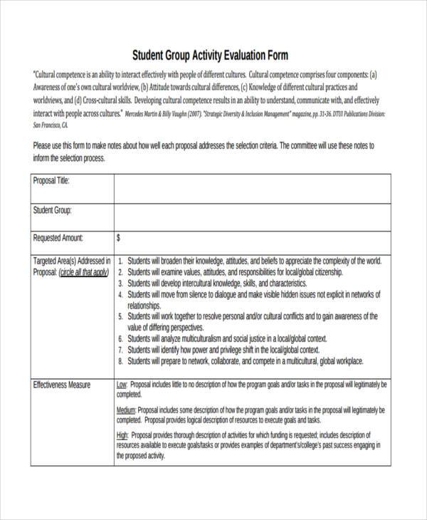 FREE 8+ Sample Activity Evaluation Forms in PDF MS Word