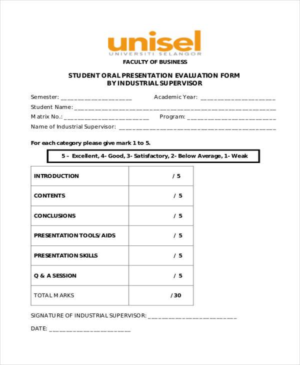 FREE 7+ Oral Presentation Evaluation Forms in PDF MS Word