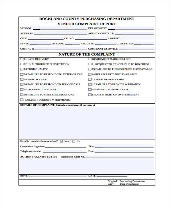 Employee Complaint Report Template Master Template