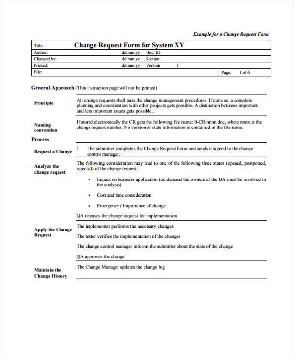 FREE 35+ Sample Change Forms in PDF MS Word Excel
