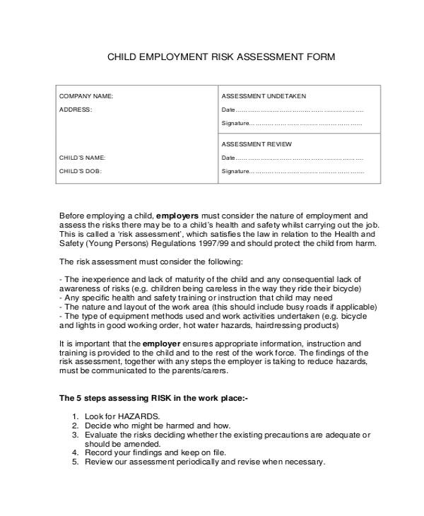 FREE 27+ Risk Assessment Forms in PDF MS Word