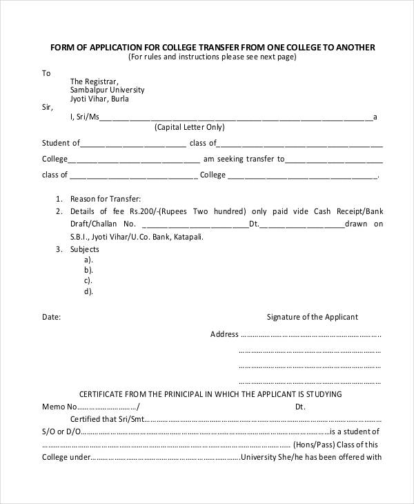 FREE 9+ College Application Forms in PDF MS Word