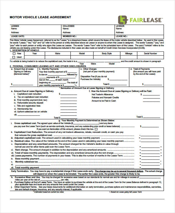 FREE 39+ Sample Lease Agreement Forms in PDF MS Word
