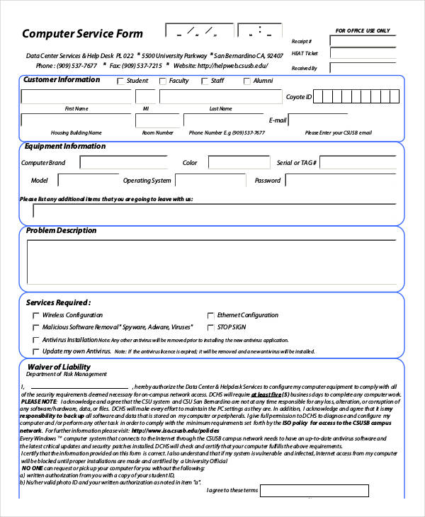 FREE 37+ Service Forms in PDF Excel MS Word