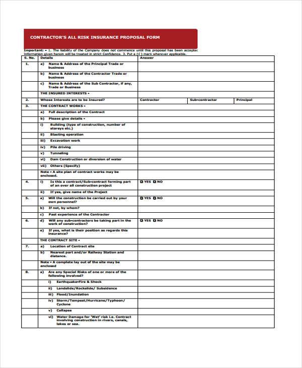 FREE 11+ Contractor Proposal Forms in PDF Excel MS Word