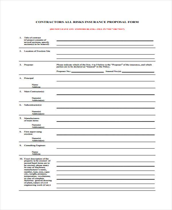 FREE 11+ Contractor Proposal Forms in PDF Excel MS Word