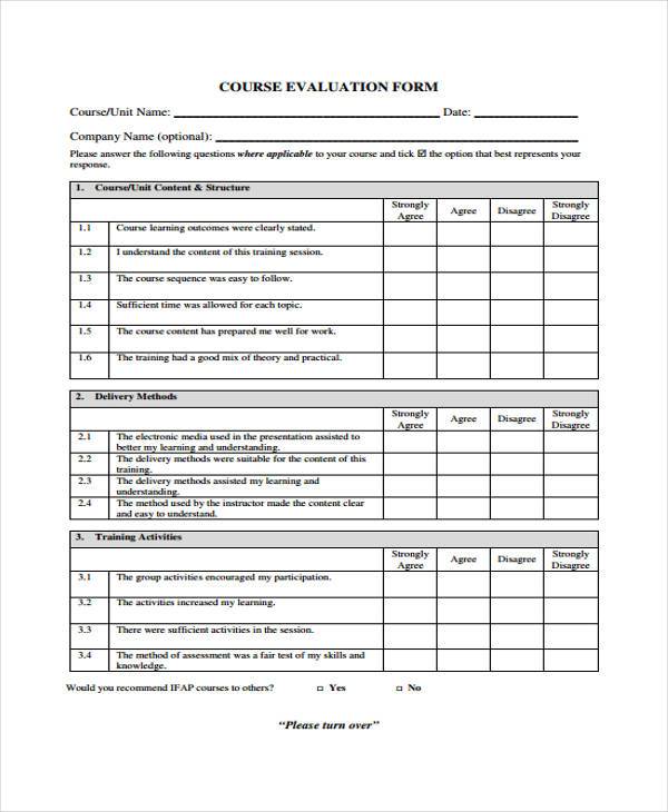 FREE 60+ Sample Evaluation Forms in PDF MS Word Excel