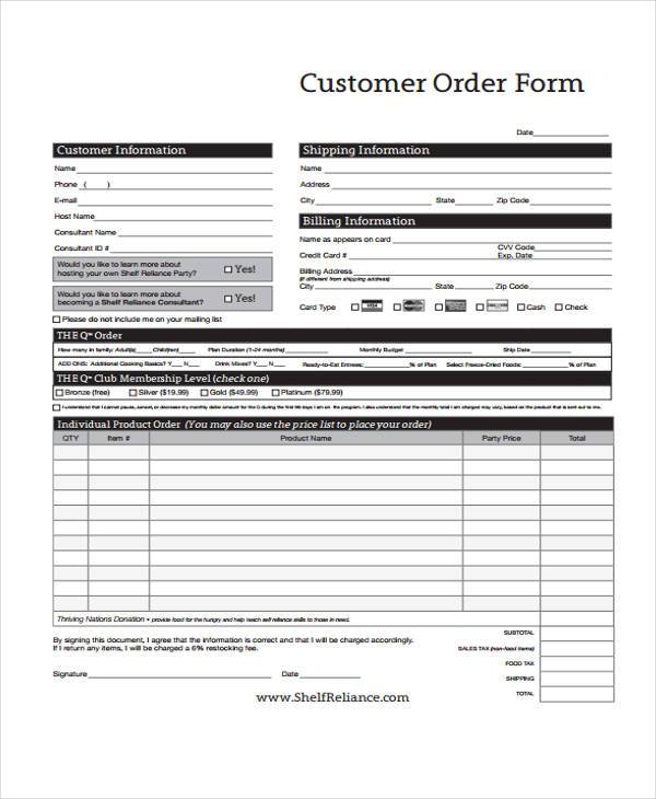 FREE 35+ Simple Order Forms in PDF Excel MS Word