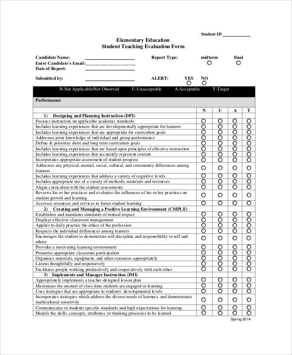 FREE 39+ Student Evaluation Forms in PDF Excel MS Word