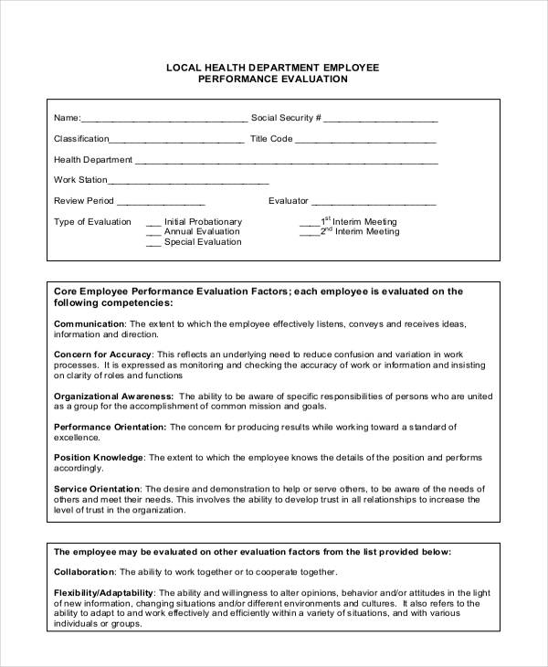 FREE 36+ Printable Employee Evaluation Forms in PDF MS Word Excel