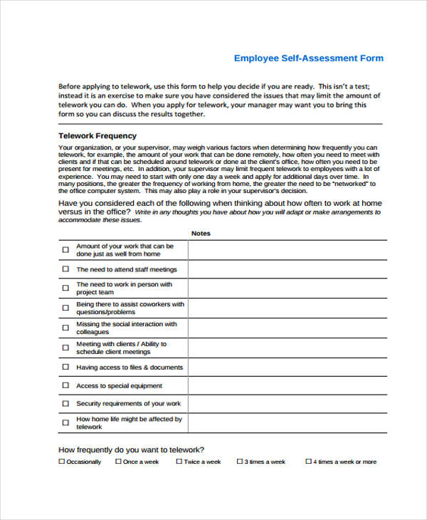 FREE 36+ SelfAssessment Forms in PDF MS Word Excel