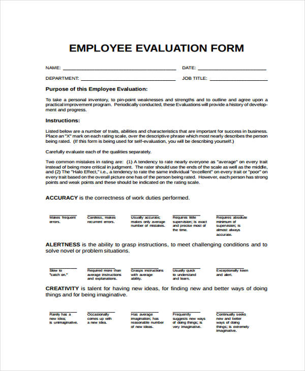 FREE 32+ Employee Evaluation Forms in PDF MS Word Excel