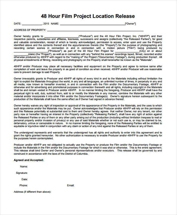 FREE 8+ Sample Film Release Forms in PDF MS Word