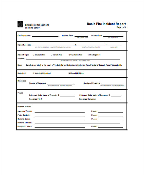 FREE 42+ Incident Report Forms in PDF MS Word Excel