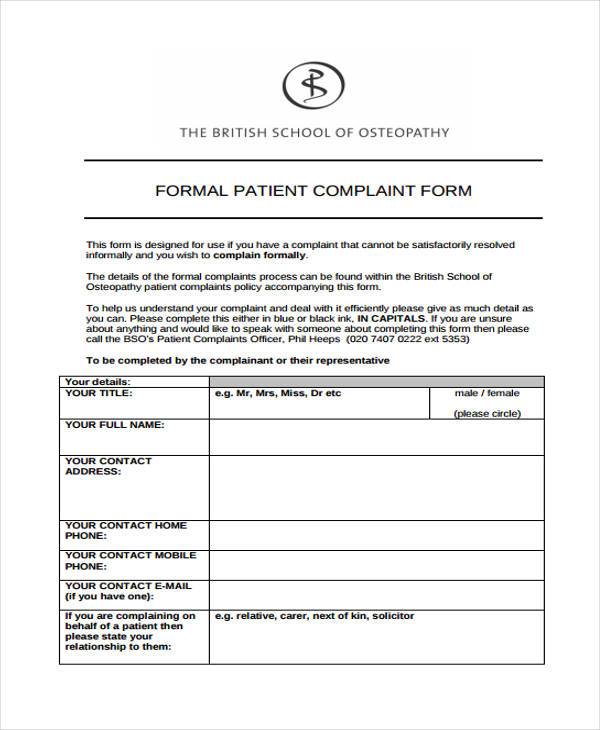 FREE 42+ Complaint Forms in PDF MS Word Excel