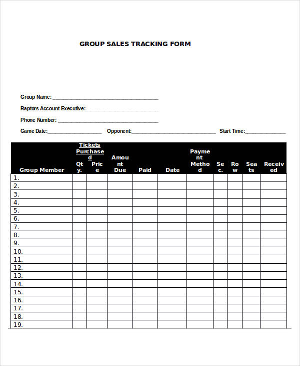 Sales Tracking Sheet Printable