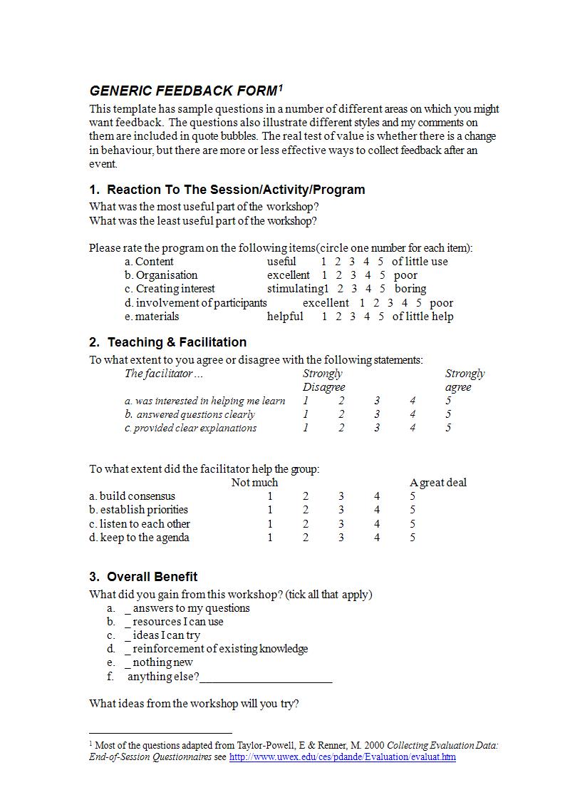 FREE 6+ The Purpose of Feedback Forms in PDF MS Word