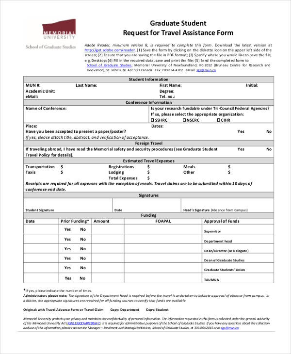 FREE 47+ Sample Travel Request Forms in PDF MS Word Excel