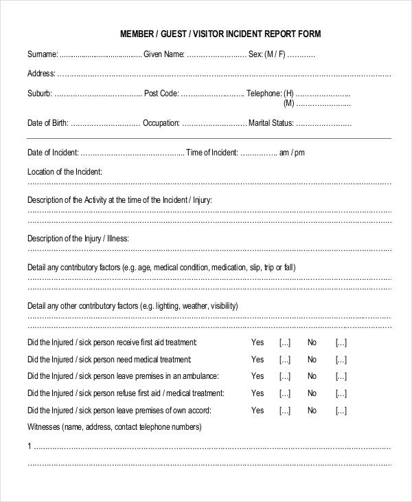 FREE 37+ Incident Report Forms in PDF MS Word Excel