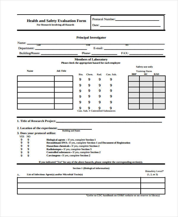 Health And Safety Training Evaluation Form at Leroy Doyle blog