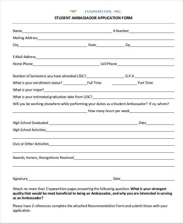 FREE 32+ Student Application Forms in PDF MS Word Excel