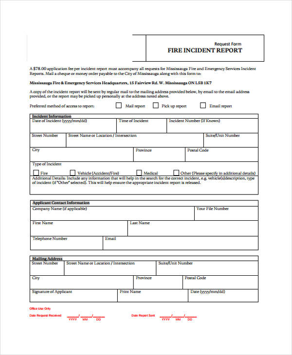 Fire Department Incident Report
