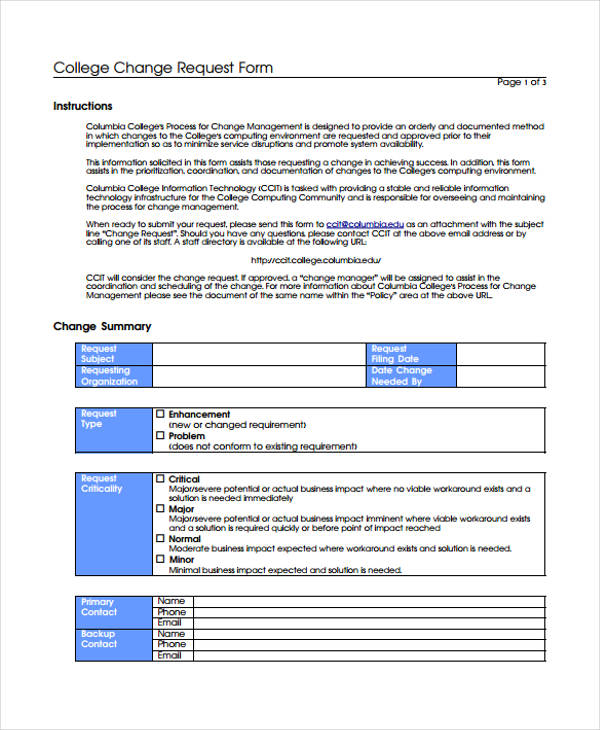 FREE 35+ Sample Change Forms in PDF MS Word Excel