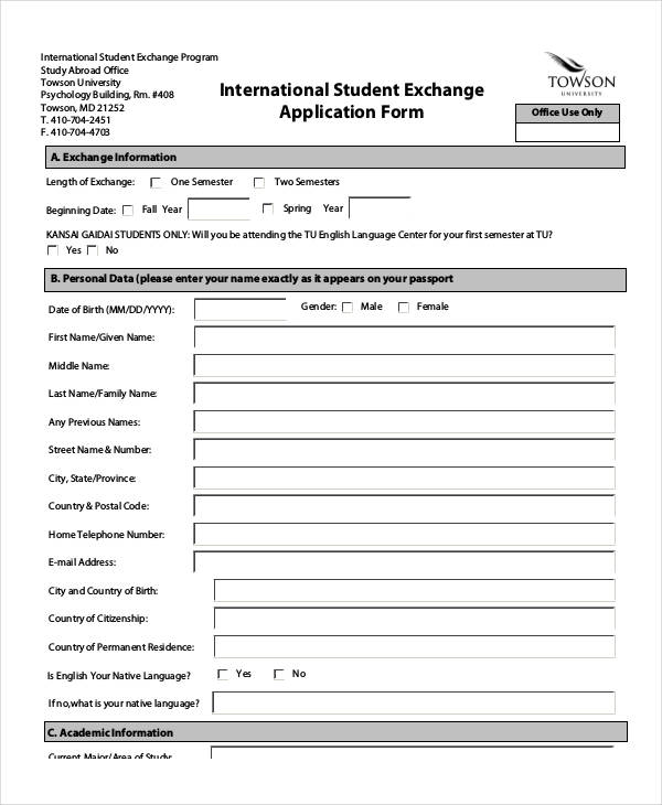 FREE 32+ Student Application Forms in PDF MS Word Excel