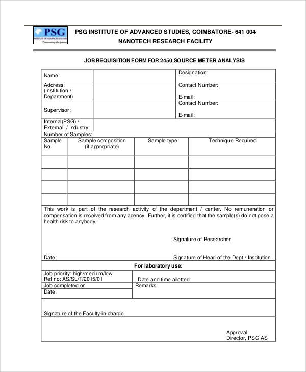FREE 12+ Job Requisition Forms in PDF MS Word