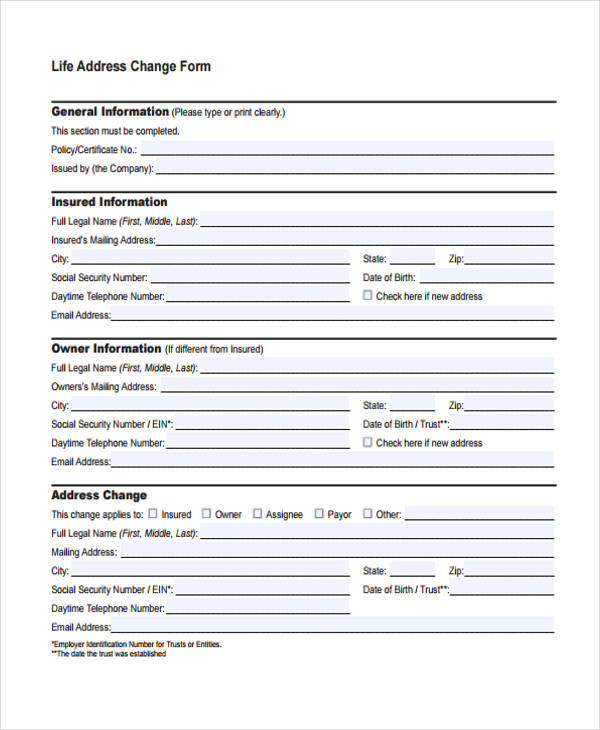 FREE 34+ Change Form Templates in PDF MS Word Excel