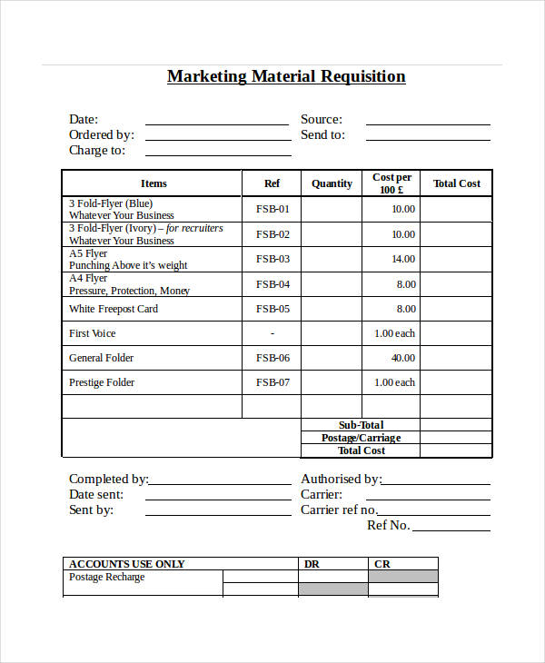 FREE 11+ Sample Material Requisition Forms in PDF MS Word