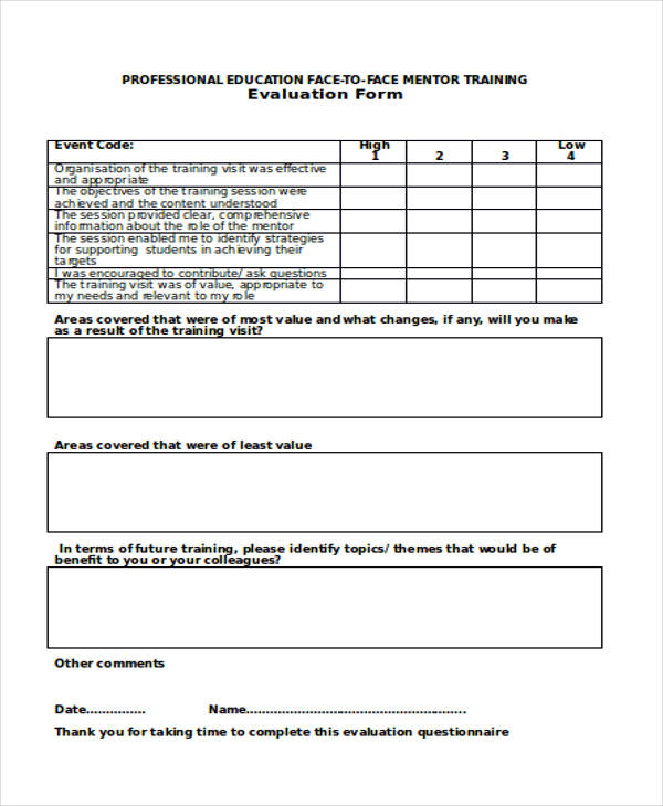 FREE 30+ Training Evaluation Form Samples, PDF, MS Word, Google Docs