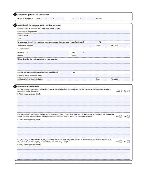 FREE 10+ Insurance Proposal Forms in PDF MS Word