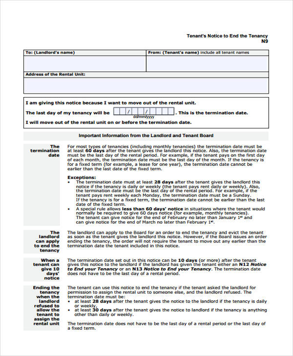 FREE 34+ Notice Forms in PDF MS Word Excel