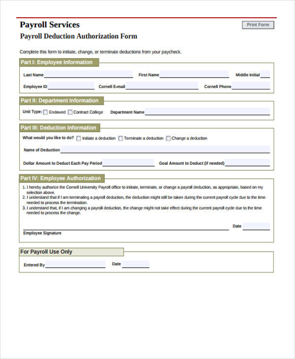 FREE 42+ Sample Payroll Forms in PDF Excel MS Word