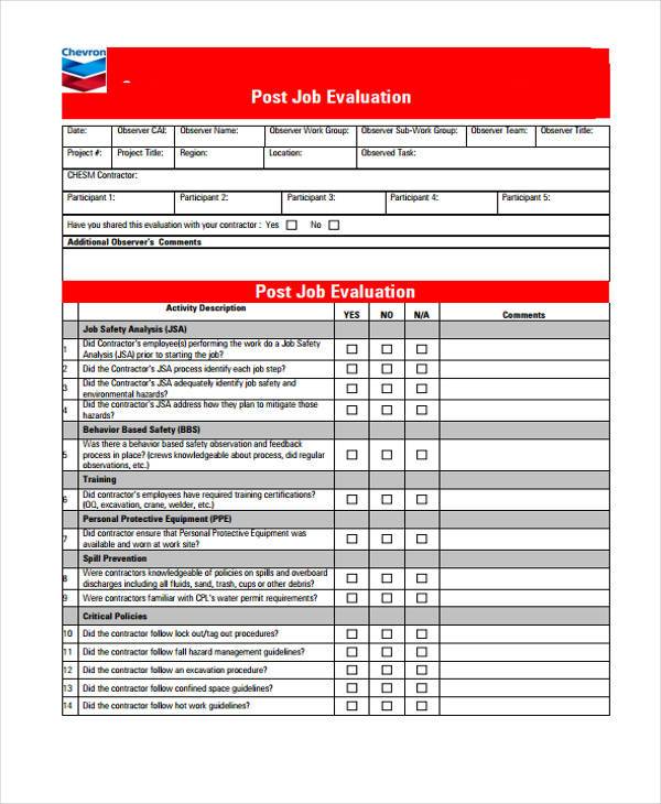 FREE 60+ Sample Evaluation Forms in PDF MS Word Excel