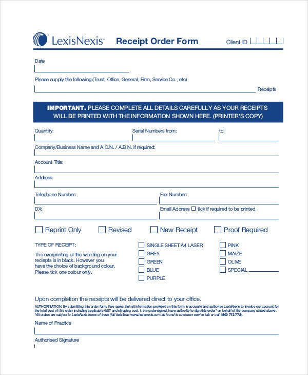 FREE 32+ Receipt Forms in PDF Excel MS Word