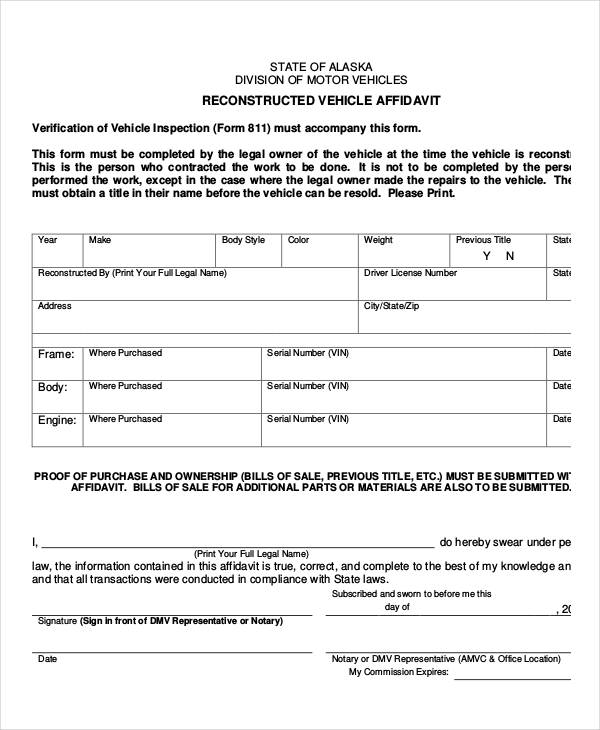 FREE 11+ Vehicle Affidavit Forms in PDF MS Word