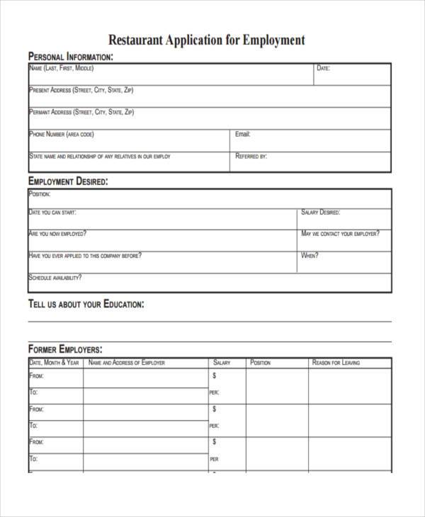 FREE 32+ Simple Job Application Forms in PDF MS Word Excel