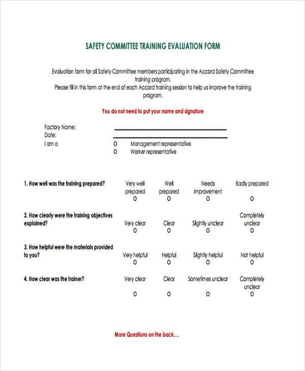 FREE 30+ Training Evaluation Form Samples, PDF, MS Word, Google Docs